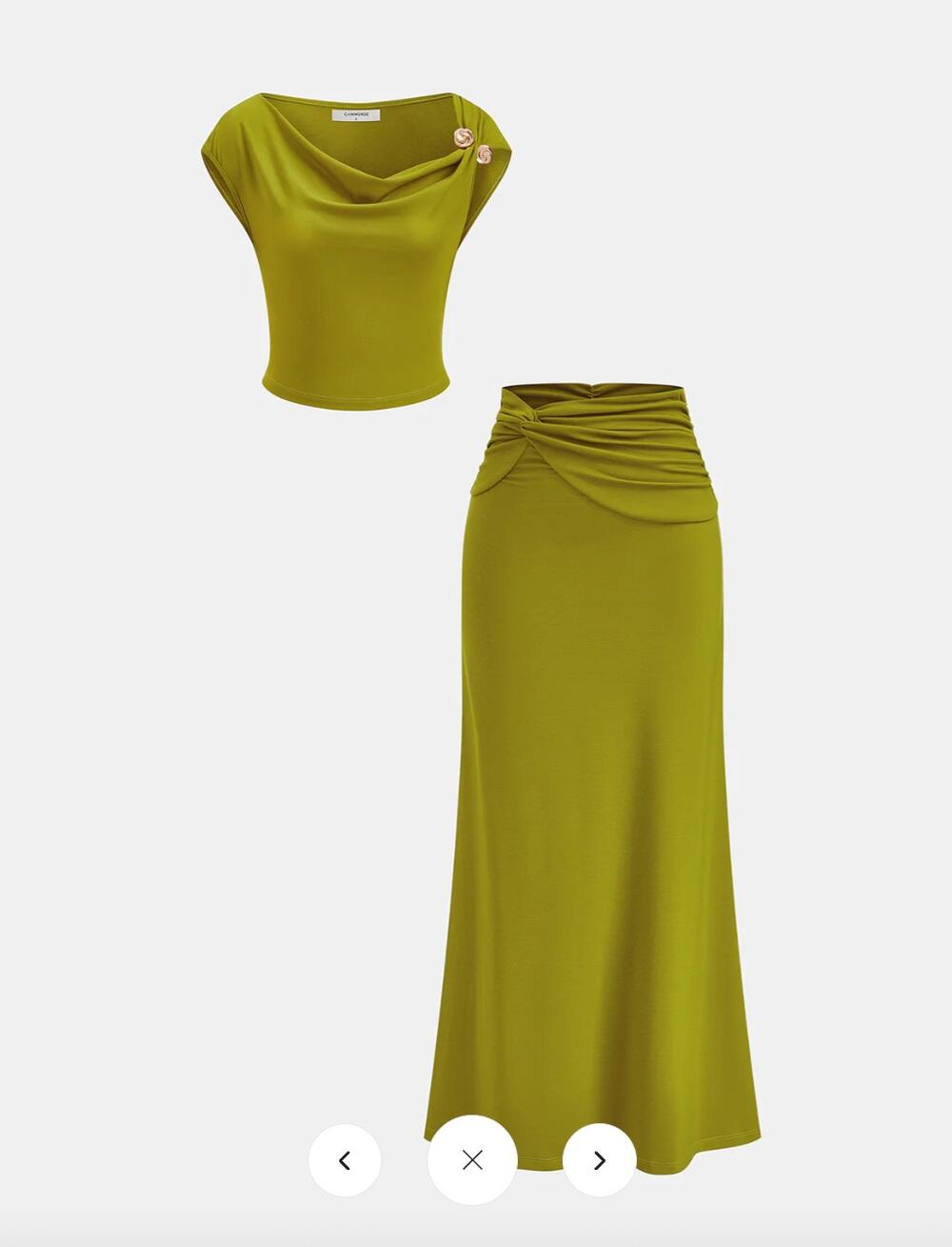NWT Commense Draped Crop Top & Ruched Maxi Skirt Set Sz M